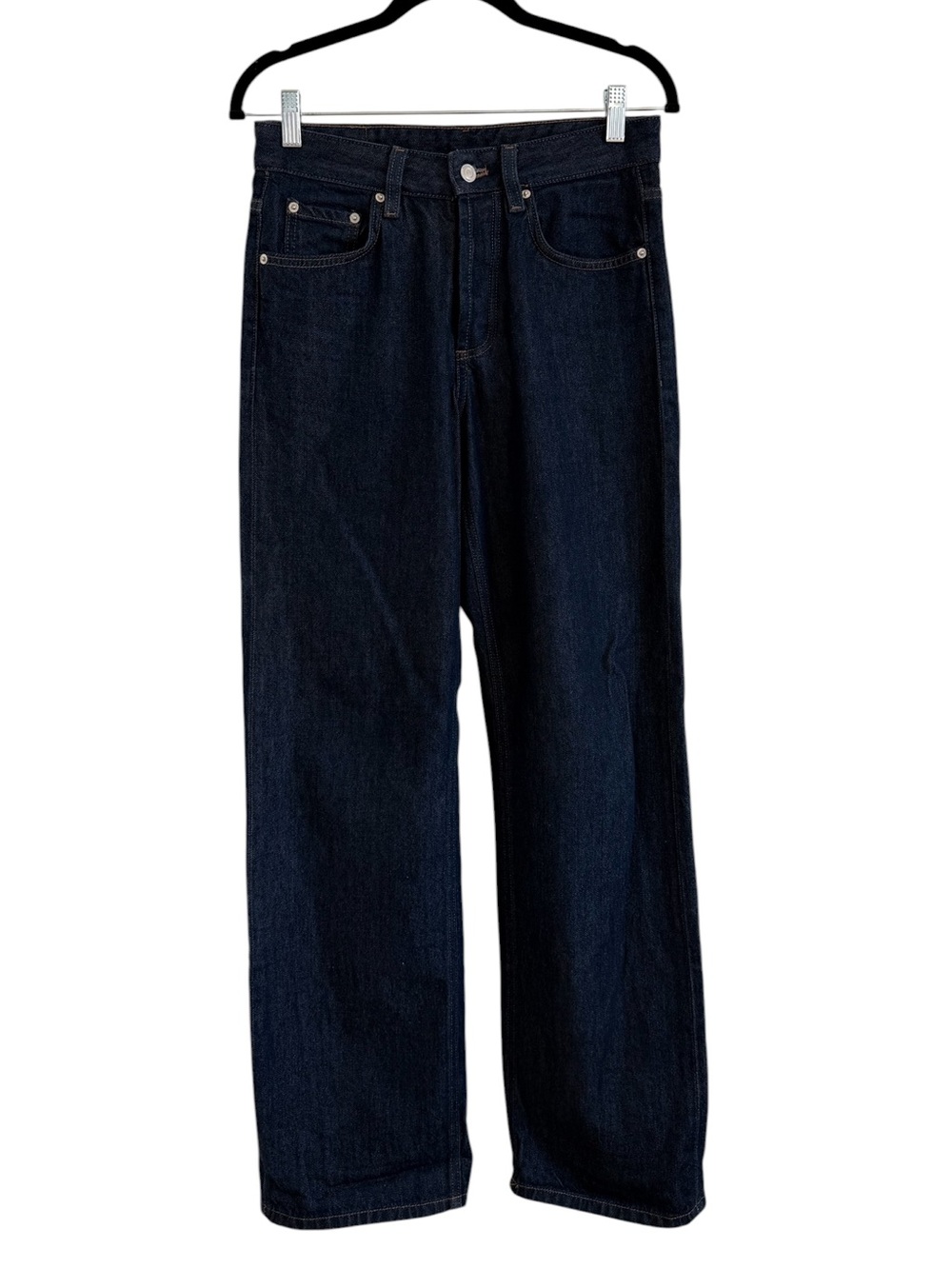 Massimo Dutti Dark Blue Relaxed Wide Leg Jeans